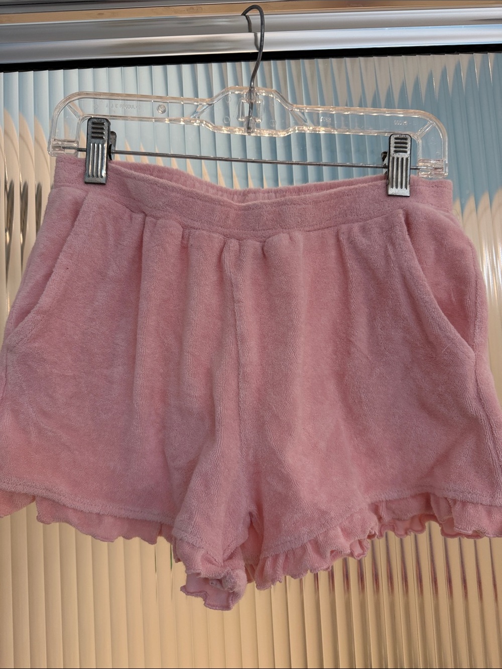 Ruffle Butts Pink Plush Ruffle-Hem Shorts